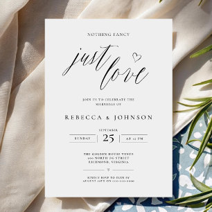 Convites Nada de Luxo, Apenas Amor Casamento Minimalista Ca