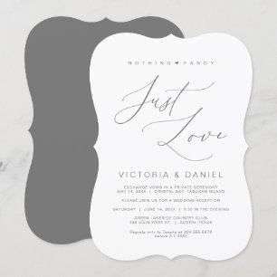 Convites Nada de Luxo, Apenas Amor, Cinza Escuro, Casamento