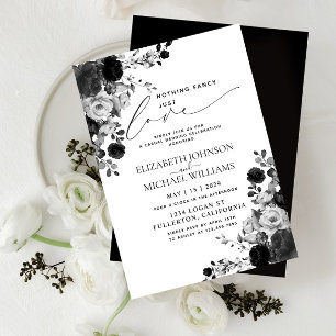 Convites Nada de Luxo, Apenas Amor Flores Pretas Casamento