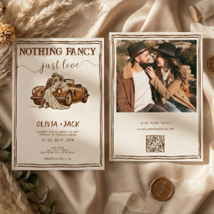 Convites Nada de Luxo, Apenas Amor Foto Código QR Casamento