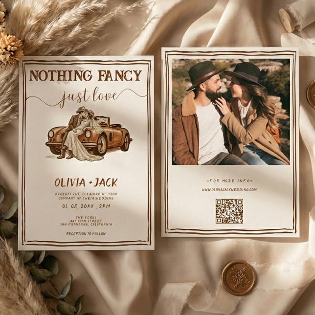 Convites Nada de Luxo, Apenas Amor Foto Código QR Casamento (Criador carregado)