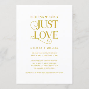 Convites Nada de Luxo, Apenas Amor, Ouro Elegante, Casament