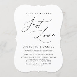 Convites Nada de luxo, apenas amor, preto, casamento íntimo