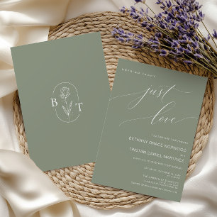 Convites Nada de Luxo, Apenas Amor Sage Verde Casamento Min