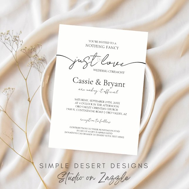 Convites Nada De Rico Adora Um Casamento Moderno De Script (Black and White Minimal Wedding Invitation with Modern Script and Classic Typography)
