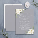 Convites Nada De Rico Adoraria Casamento Floral De Cinza De<br><div class="desc">Crie o convite perfeito para um casamento casual, ou uma celebração de recepção pós-elopemento, com este moderno, moderno, moderno, eucalipto e florais brancos de aquarela, tipografia de guiões com letra de mão, sobre um fundo de cinza leve. Entre em contato com o designer para produtos correspondentes. Muito obrigado por apoiar...</div>