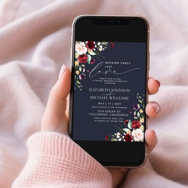 Convites Nada De Rico Apenas Adora Burgundy Blush Blue Phot (Criador carregado)