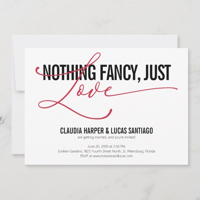 Convites Nada De Rico Apenas Adora Casamento Casual (Frente)