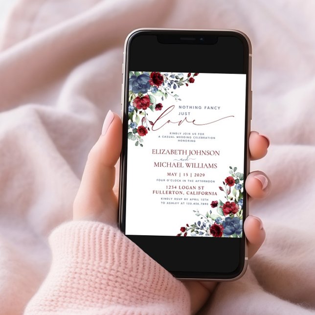 Convites Nada De Rico Apenas Adora Foto Casual Azul Borgonh (Criador carregado)