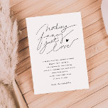 Convites Nada De Rico Apenas Adora O Casamento Da Tipografi<br><div class="desc">Um cartão de modelo de convite para casamento da tipografia moderna,  com um roteiro escrito à mão que diz "nada de rico é amor" a preto num fundo branco. Design simples e minimalista.</div>
