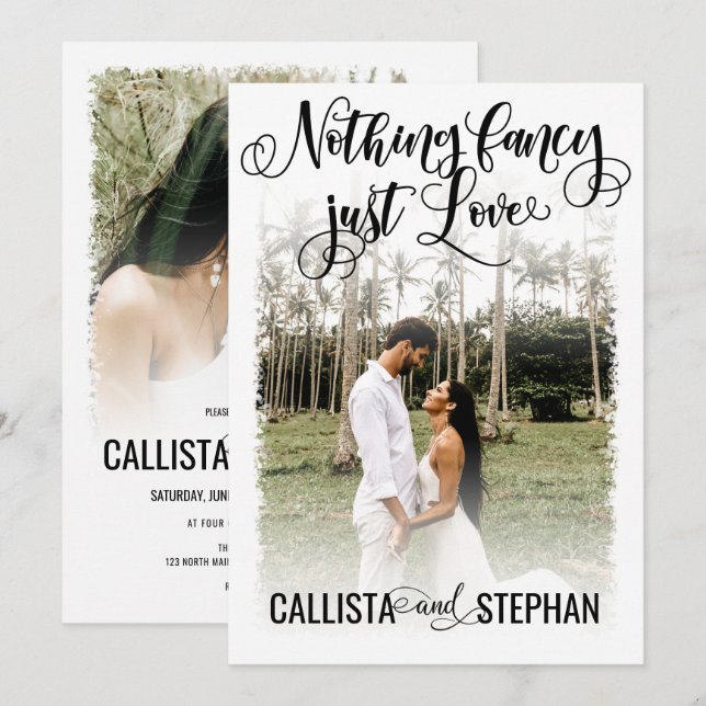 Convites Nada De Rico Apenas Adora O Casamento De Foto Bran (Frente/Verso)