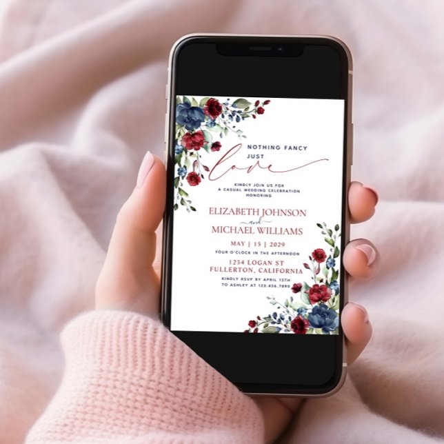 Convites Nada de Rico Apenas Ama Marinho Azul Borgonha (Criador carregado)