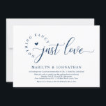 Convites Nada de Rico, apenas amor, Janto de elogios de cas<br><div class="desc">Nada de Rico, Apenas Amor, Feliz para sempre após a festa, cartão de convite para elopemento de casamento, no esquema do Marinho Azul. Este livro temático de elopemento de casamento é perfeito para a festa de festa de casamento de posto de casamento. Adicione seus detalhes do convite para comemoração do...</div>