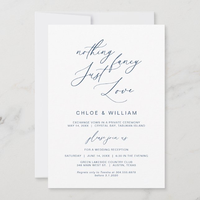 Convites Nada De Rico Apenas Amor, Marinho, Elopemento De C (Frente)