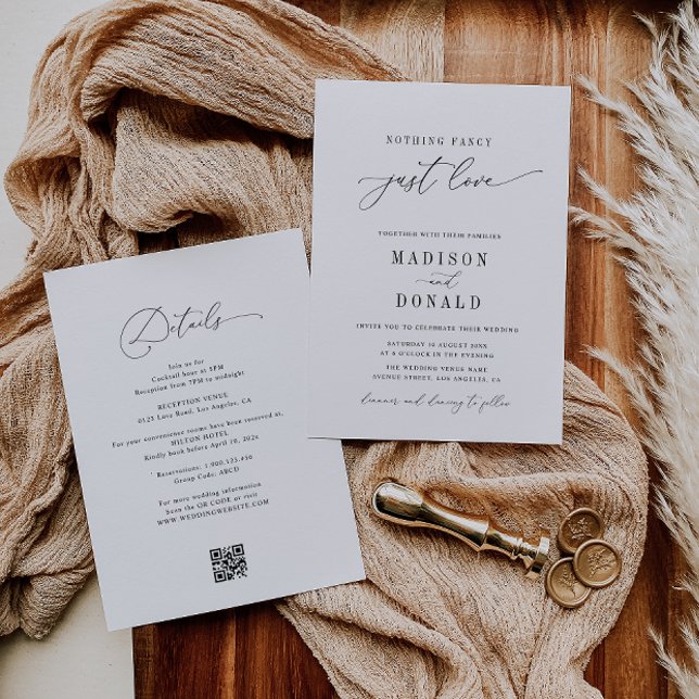 Convites nada de rico só ama casamento preto e branco (Criador carregado)