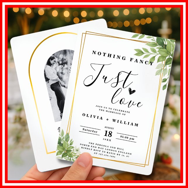 Convites Nada de Rico só ama Sage Green Dourado Geométrico (Criador carregado)