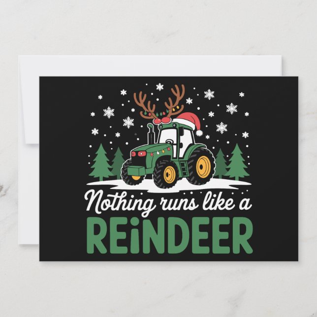 Convites Nada funciona como um trator de Natal de rena (Frente)
