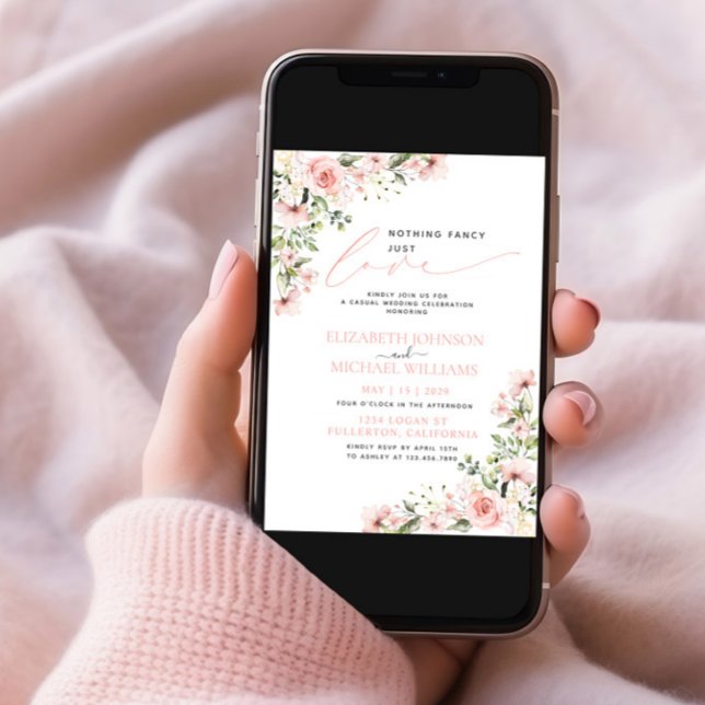 Convites Nada Rico Adora Casamento Floral Rosa (Criador carregado)