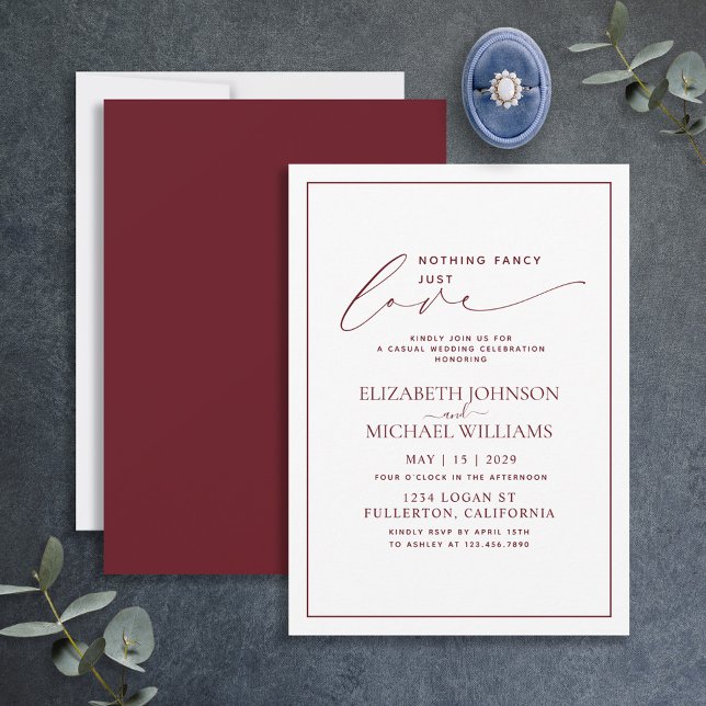 Convites Nada sofisticado, apenas amor Burgundy Casamento C (Criador carregado)