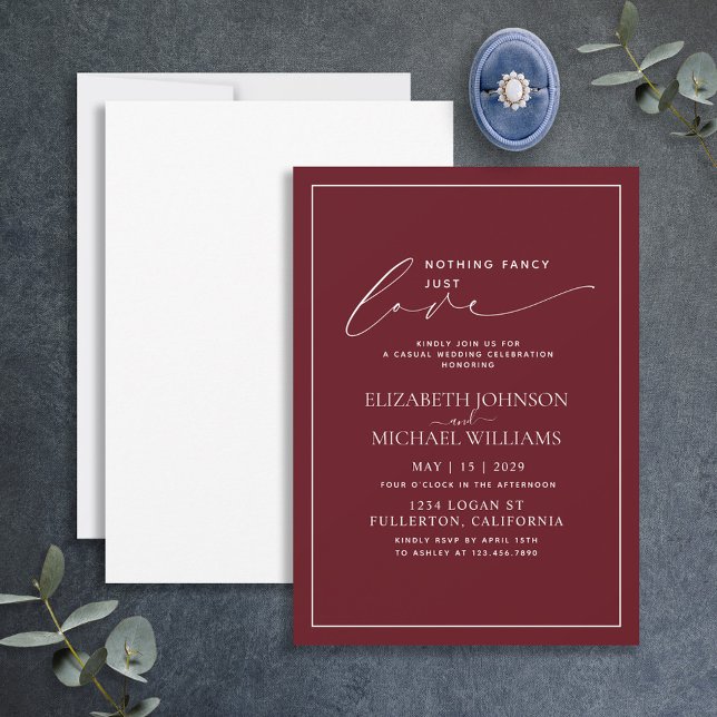 Convites Nada sofisticado, apenas amor Burgundy Casamento C (Criador carregado)