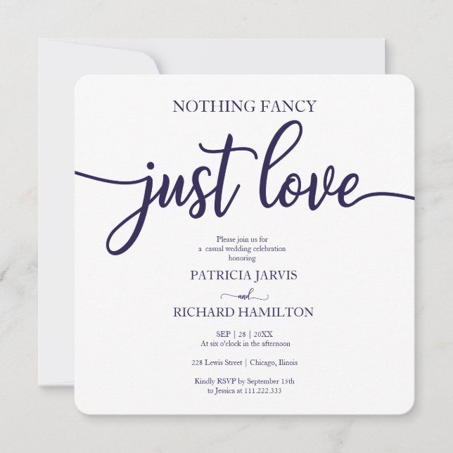 Convites Nada sofisticado, apenas amor, casamento casual az (Frente)