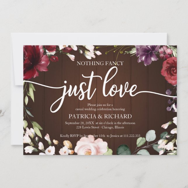 Convites Nada sofisticado, apenas amor, casamento rústico e (Frente)