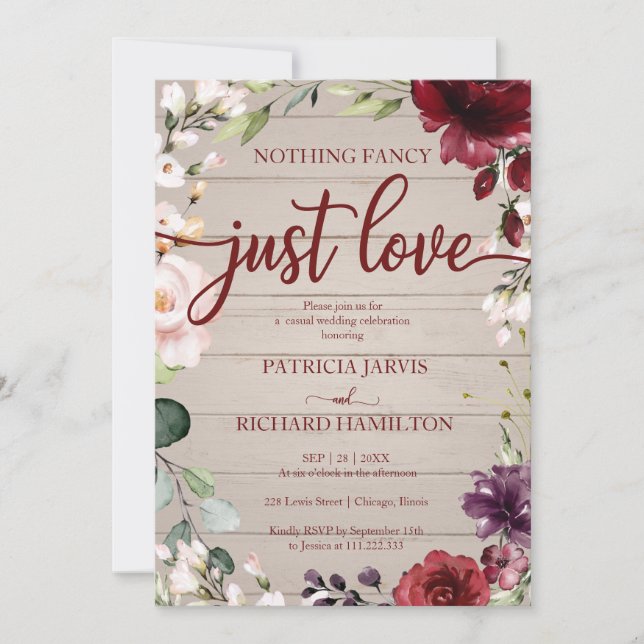Convites Nada sofisticado, apenas amor de casamento rústico (Frente)