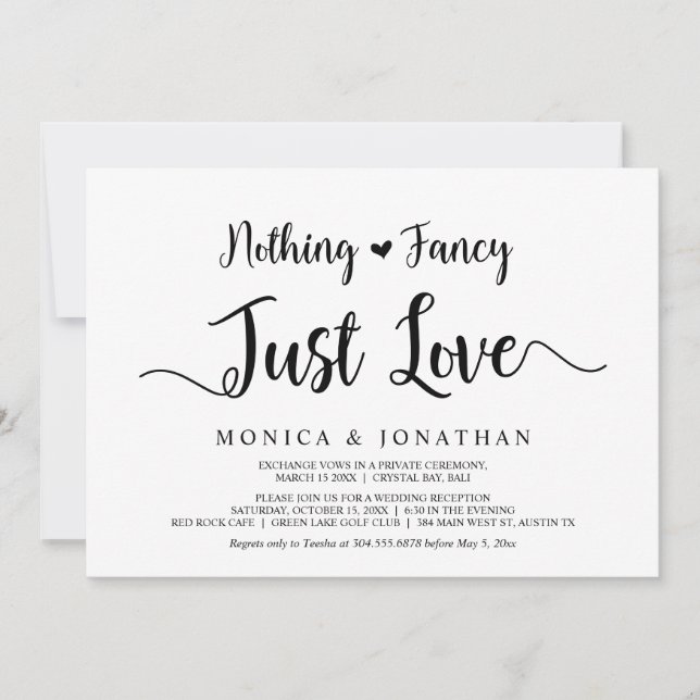 Convites Nada sofisticado, apenas amor, Elopamento Rústico  (Frente)