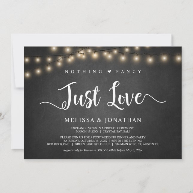 Convites Nada sofisticado, apenas amor, Elopement de Luzes  (Frente)