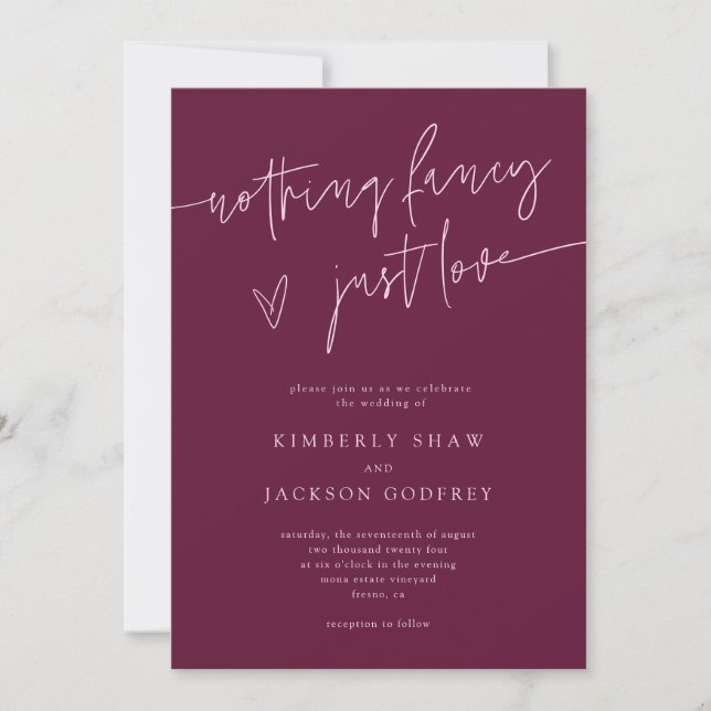 Convites Nada sofisticado, apenas amor Minimal Cranberry Ca (Frente)