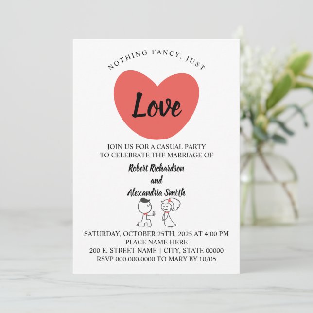 Convites Nada sofisticado, apenas amor no casamento do casa (Em pé/Frente)