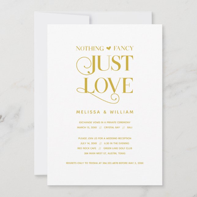Convites Nada sofisticado, apenas amor, Ouro Elegante, Casa (Frente)