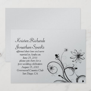 Convites Nadadores de Flores Negras e Prateadas Postam Cele