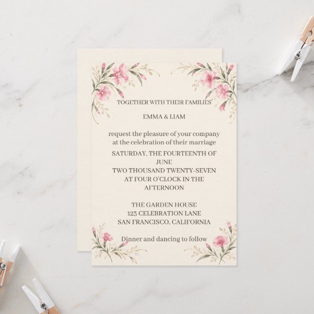 Convites Nadeshiko Wedding Invitation (Frente/Verso In Situ)