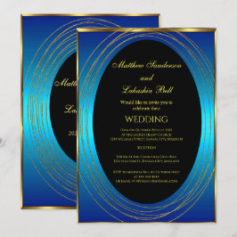 Convites Nado Azul Ouro Negro Elegante Moderno