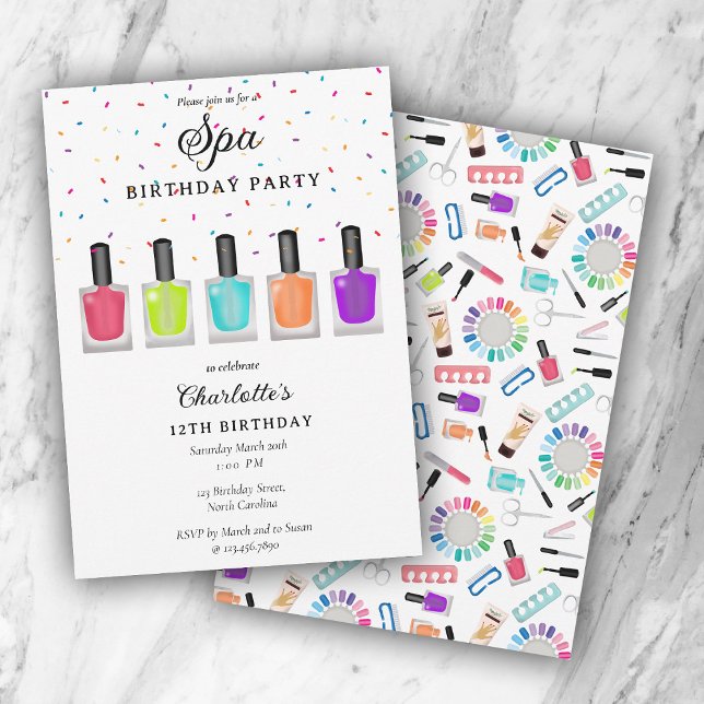 Convites Nail Manicure Pedicure Mani Pedi Girl Spa Birthday (Nail Manicure Pedicure Mani Pedi Girl Spa Birthday Invitation)