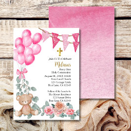 Convites Namorada Rosa Balão Rosa Primeira Comunhão Sagrada