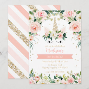 Convites Namorado Rosa Unicorn Girly