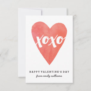 Convites Namorados de Sala de Aula XOXO com Aquarela