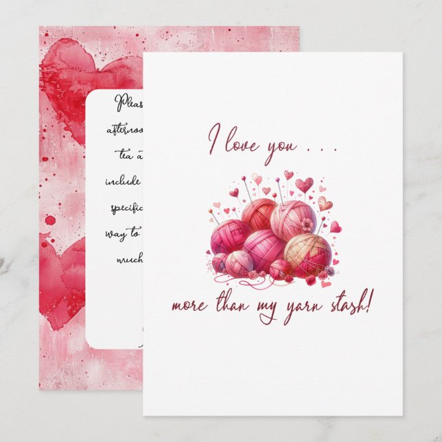 Convites Namorados de tricô de artesanatos (Frente/Verso)