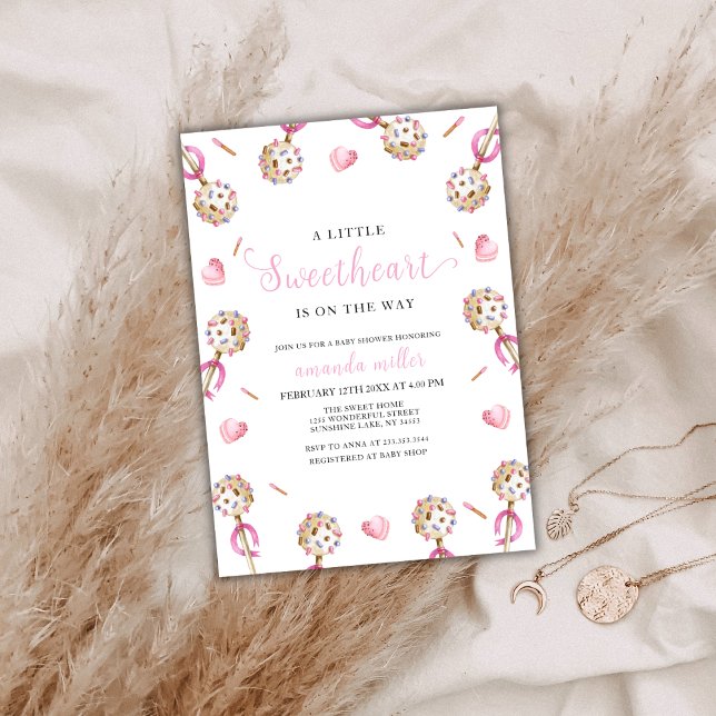 Convites Namorados Doce Pequeno Chá de fraldas Doce (Candy Valentine Little Sweetheat Baby Shower Invitation)