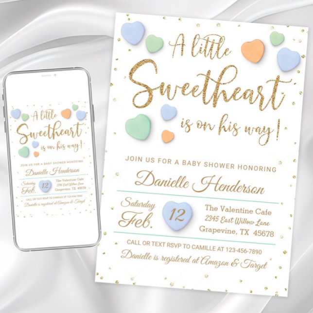 Convites Namorados Menino Chamas De Chuva De Bebê (Cute valentine hearts little sweetheart baby shower invitation. Two color options are available.)
