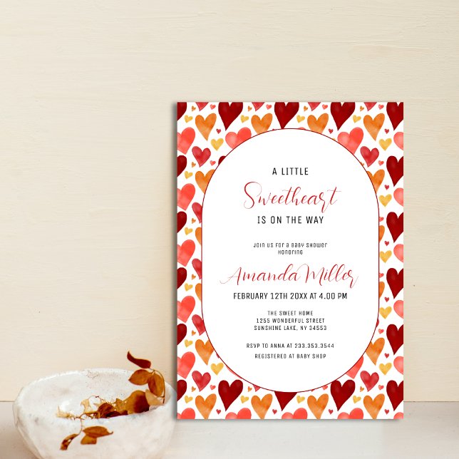 Convites Namorados Moderno da Swetheart (Modern Little Sweetheart Valentine Baby Shower Invitation)