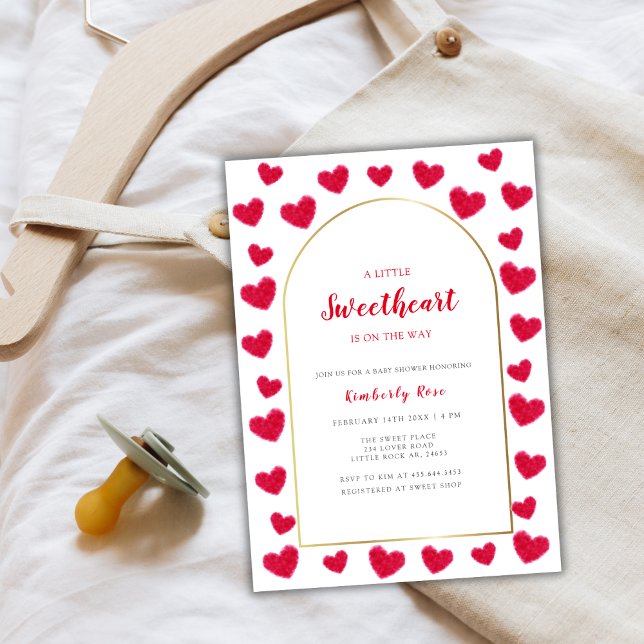 Convites Namorados Red Little Swetheart Arch (Red Little Sweetheart Arch Valentines Baby Shower Invitation)