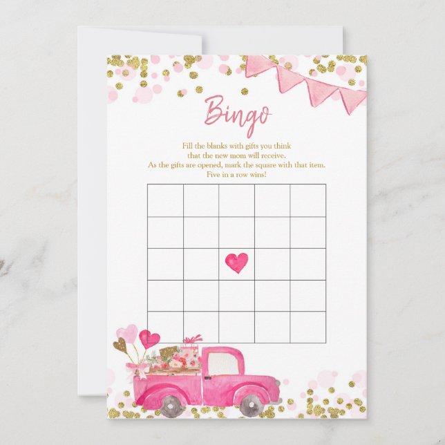 Convites Namorados Truck Sweetheart Bingo Game (Frente)