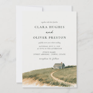 Convites Nantucket Cottage Duna Aquarela Casamento Grama