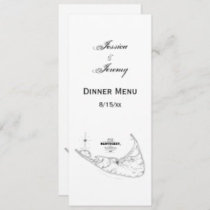 Convites Nantucket Island MÃE Vintage Map Black