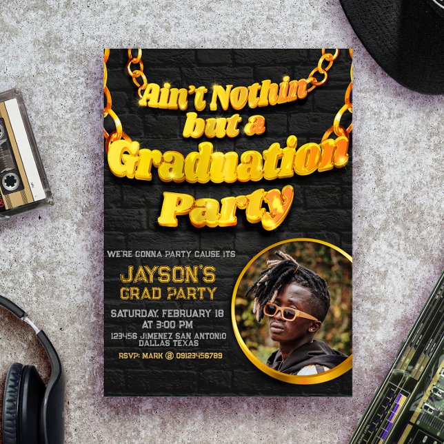 Convites Não é nada além de uma Festa de formatura com foto (Ain't Nothin but a Graduation Party with Photo Invitation)