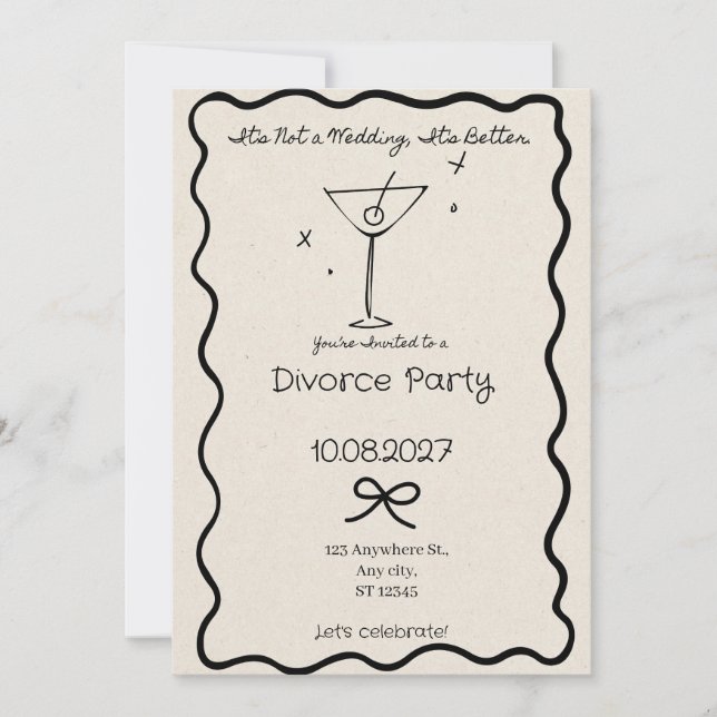Convites Não É Um Casamento É Melhor Festa Divórcio Engraça (Frente)
