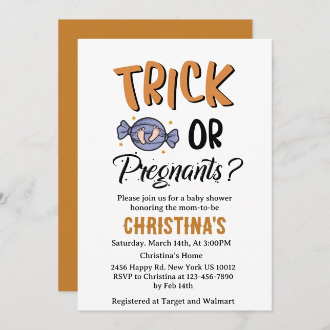 Convites Não É Um Chá de fraldas De Bruxas De Halloween Eng (Frente/Verso)